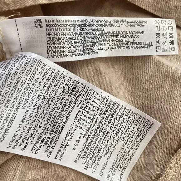 NWT ZARA Linen Cotton Beige cream Jumpsuit Pants Cut Out Xsmall Orig $50 - Picture 15 of 15